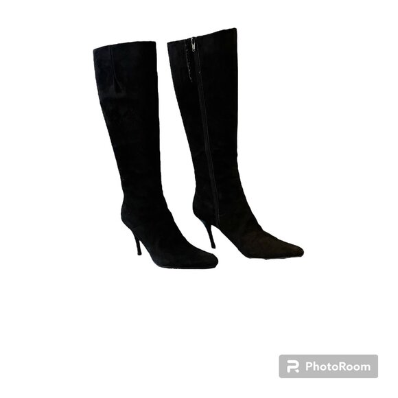 EUC NINE WEST Black Suede Tall Boots Lynol 6.5 M - Picture 8 of 11